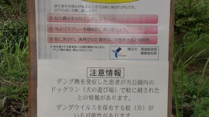 海の公園デング熱張り紙