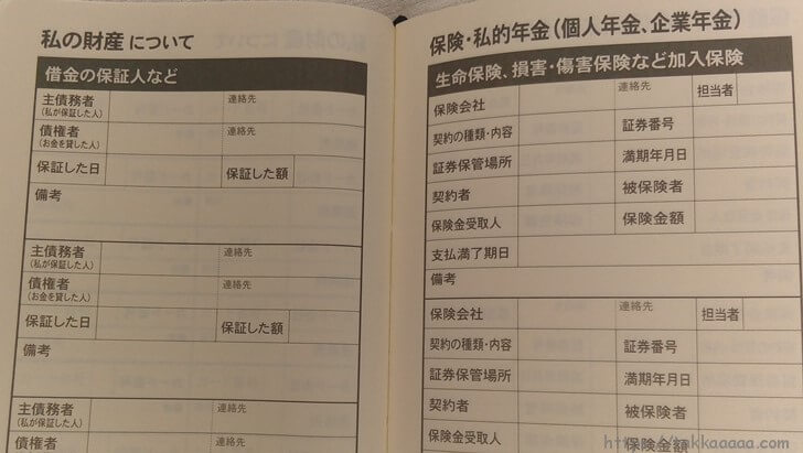 じぶんノート4_借金の保証人、保険