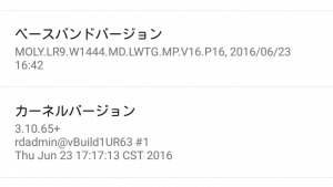 2016年7月アップデート後の端末情報
