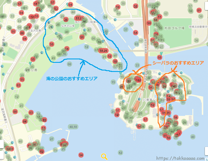 海の公園と八景島のポケソース(2016/10/10時点)