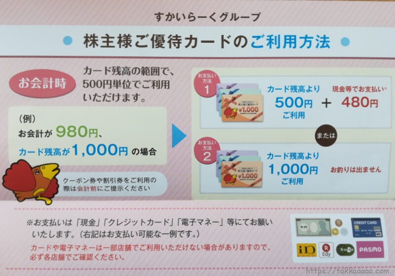 すかいらーくの株主優待カード利用方法